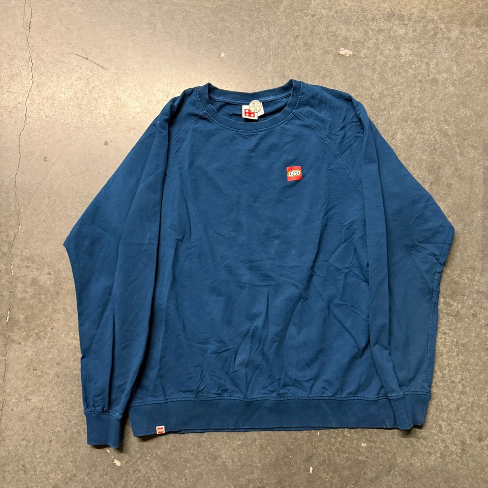 LEGO Mens Blue Raglan Crewneck Sweatshirt Logo Patch Adult Large 4757